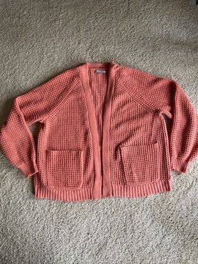 American Eagle Outfitters Coral Open-Front Chunky Knit Cardigan